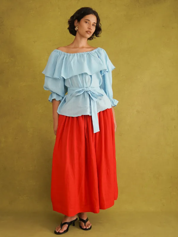 Sky Blue Ayo Linen Blouse made by Kemi Telford