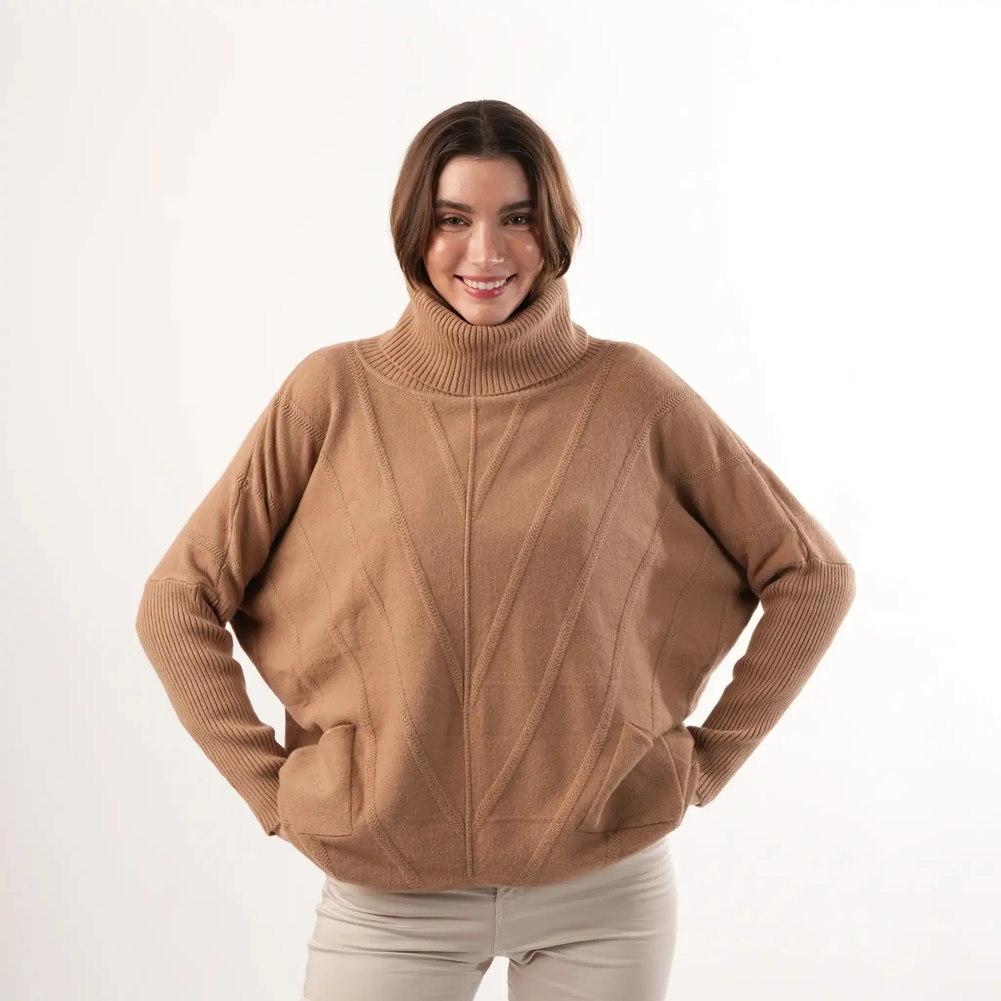 Cable Knit Camel Jumper sold by Welligogs product image thumbnail 3