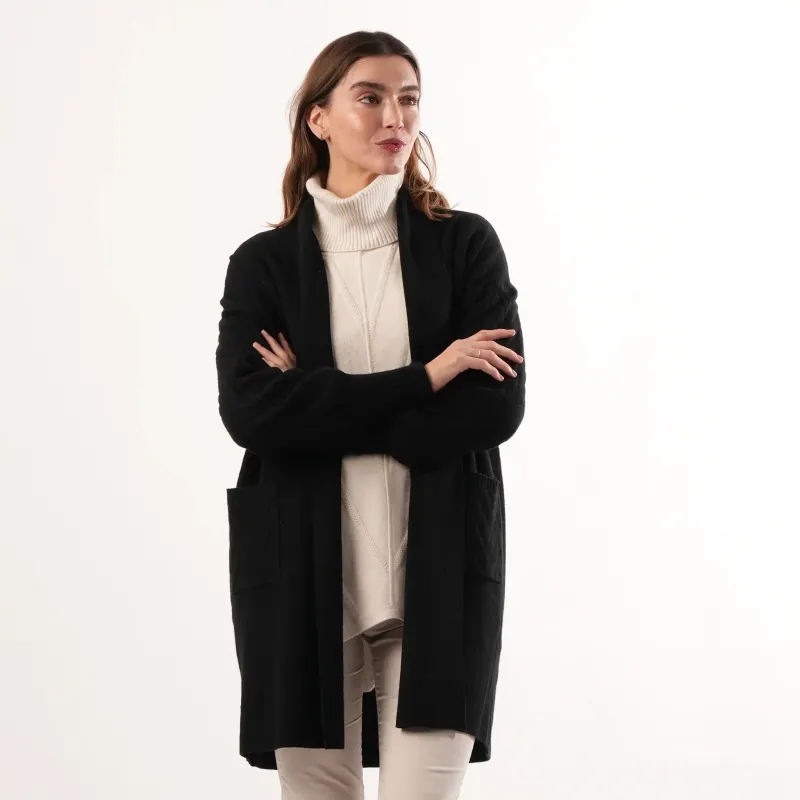 Cable Knit Black Cardigan made by Welligogs