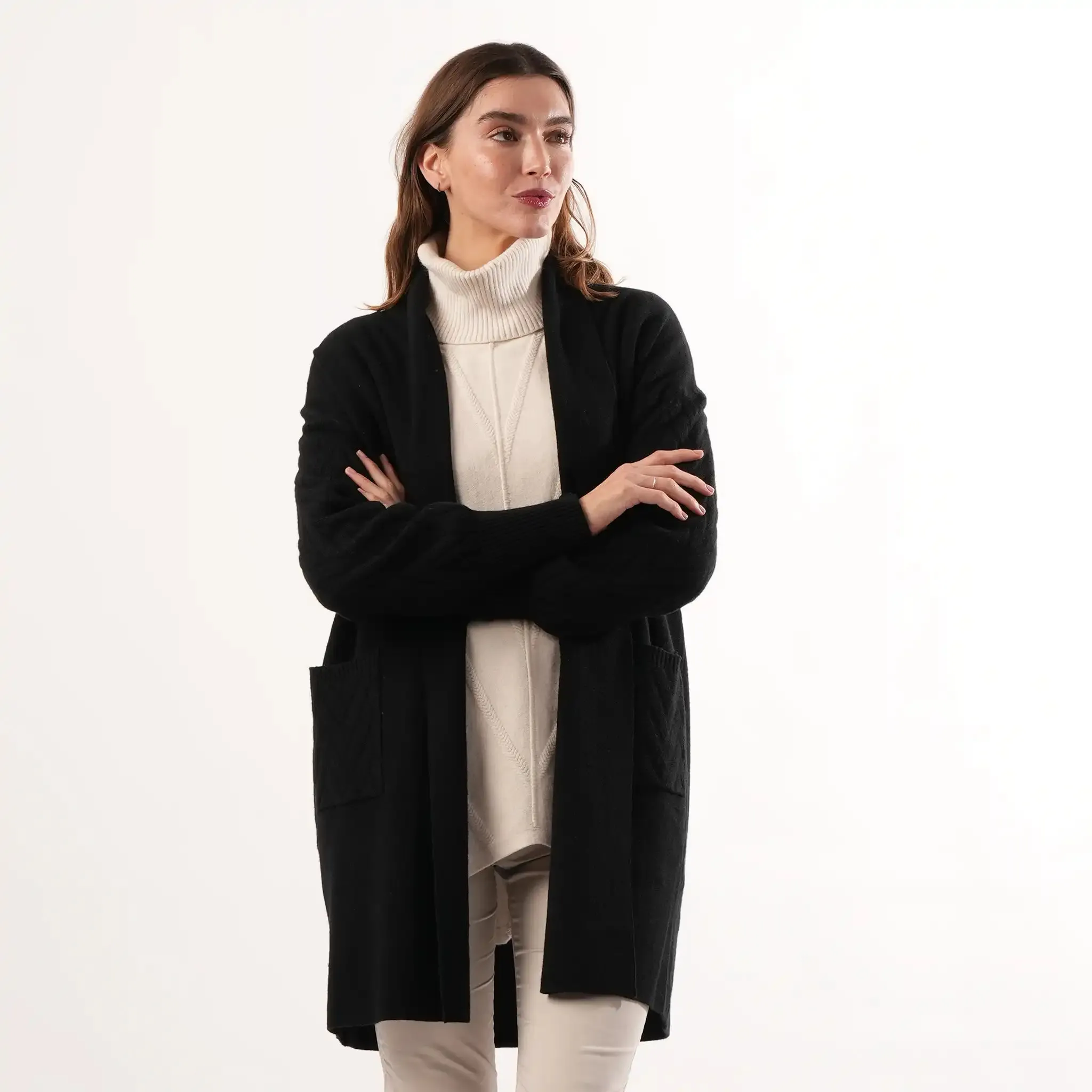 Cable Knit Black Cardigan sold by Welligogs