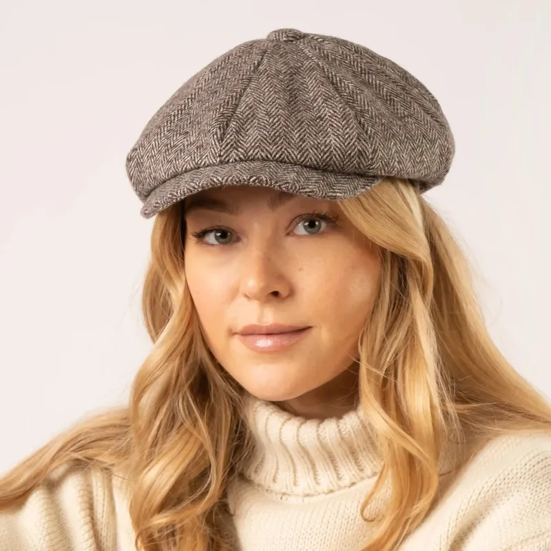 Newsboy Cap Hazelnut Herringbone made by Welligogs