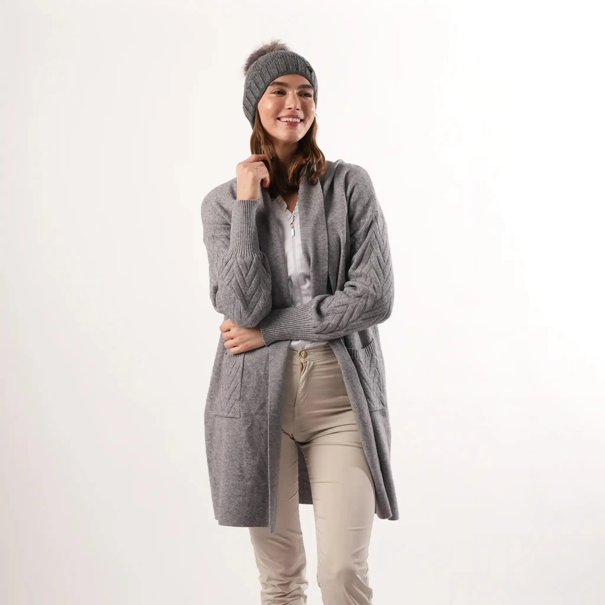 Cable Knit Grey Cardigan sold by Welligogs product image thumbnail 3