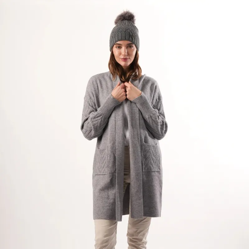 Cable Knit Grey Cardigan made by Welligogs