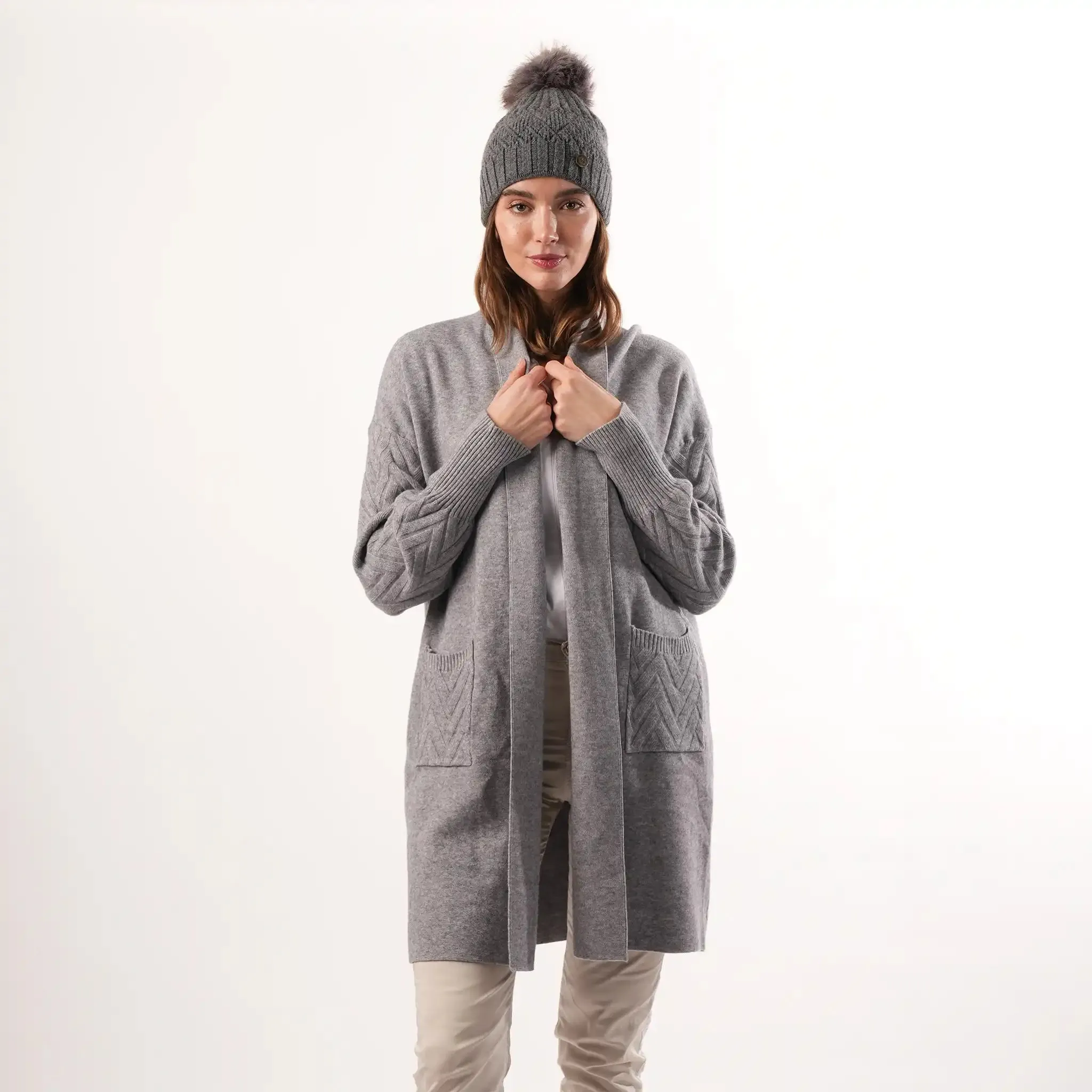 Cable Knit Grey Cardigan sold by Welligogs