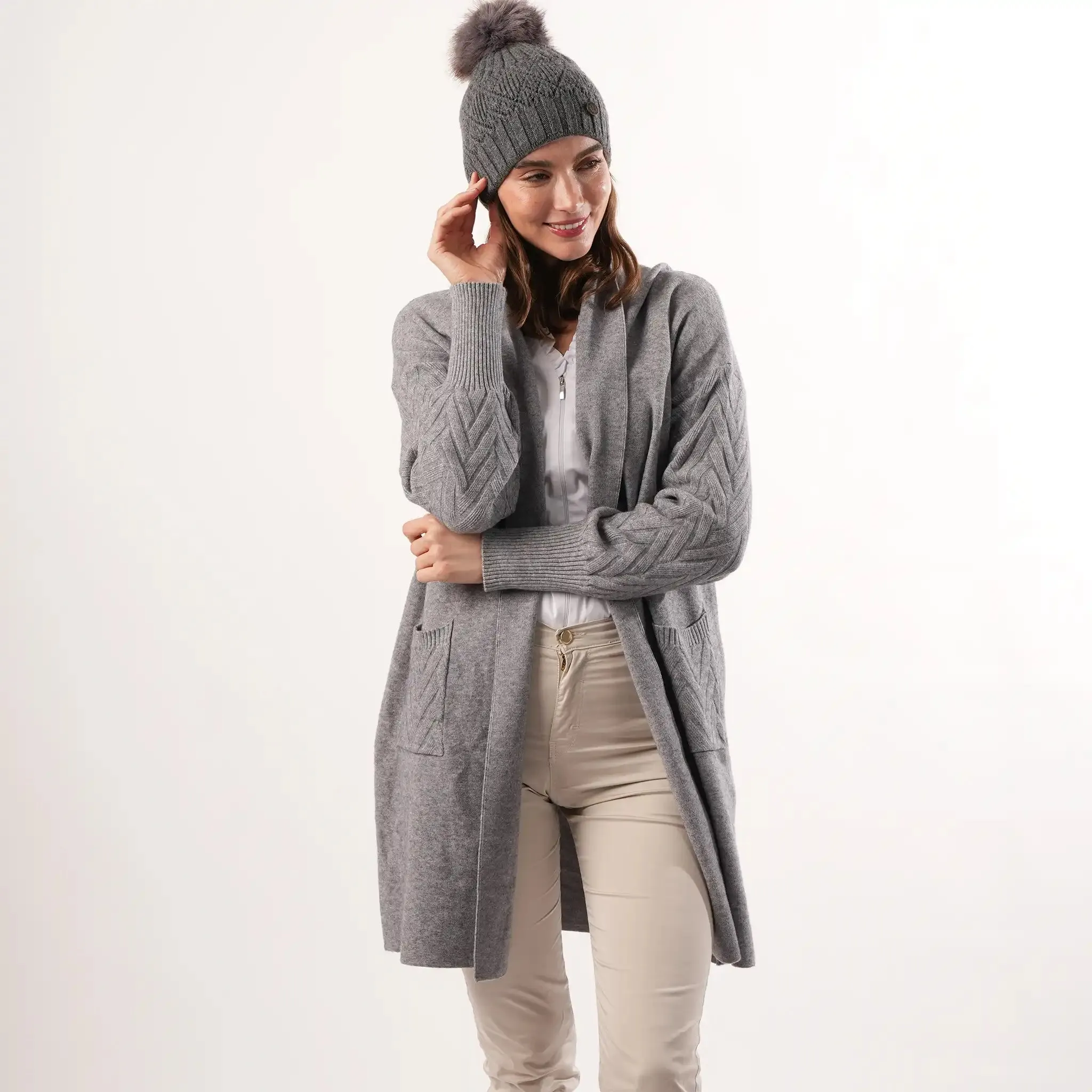 Cable Knit Grey Cardigan sold by Welligogs product image thumbnail 2