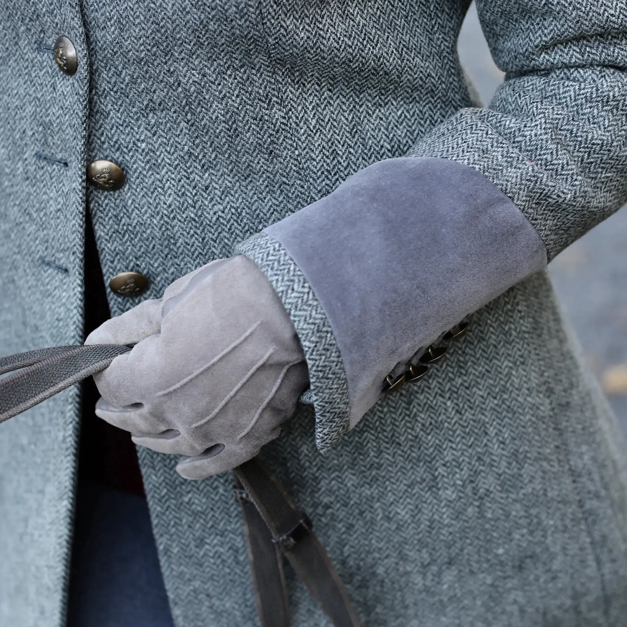 Leather & Suede Grey Driving Gloves sold by Welligogs product image thumbnail 2