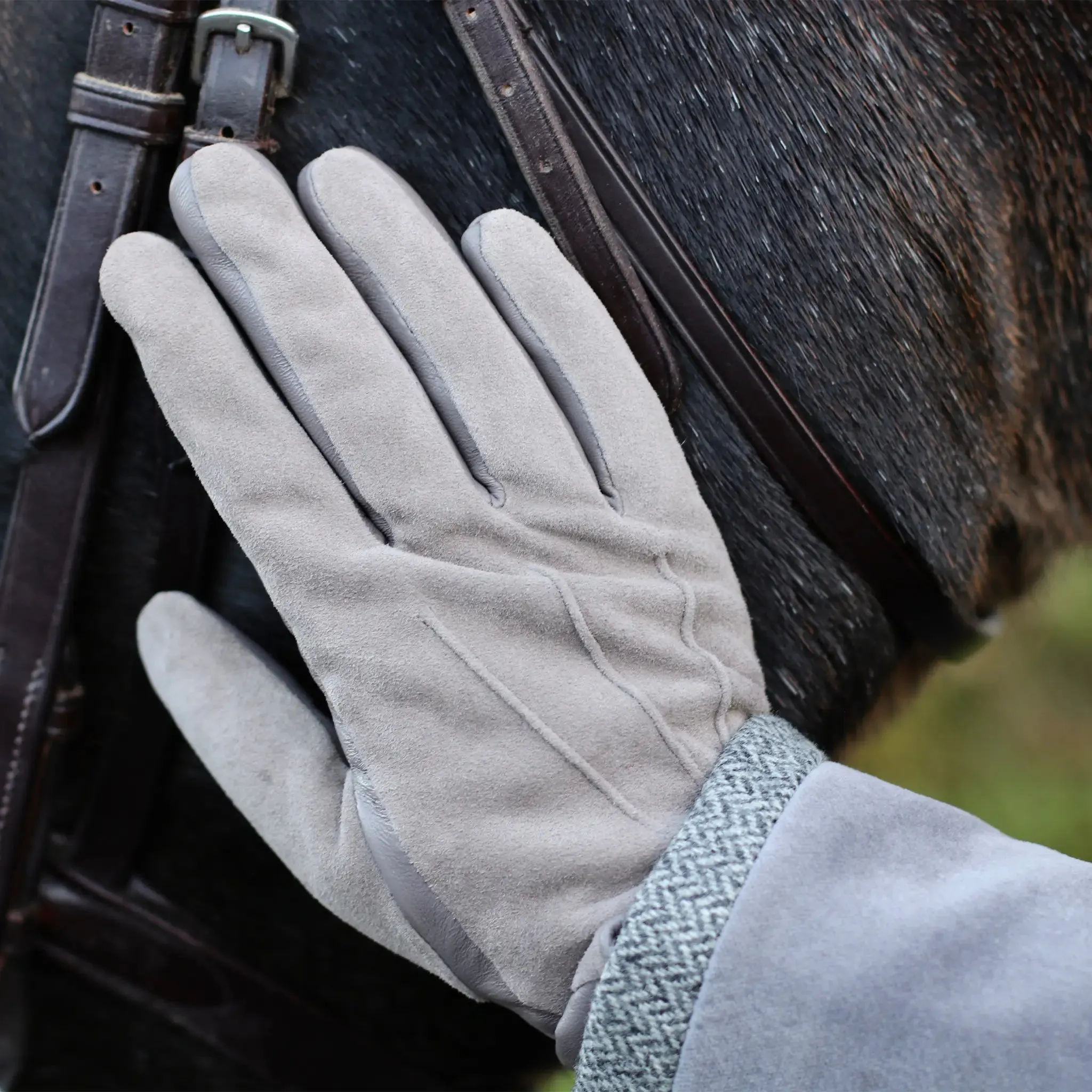 Leather & Suede Grey Driving Gloves sold by Welligogs product image thumbnail 3