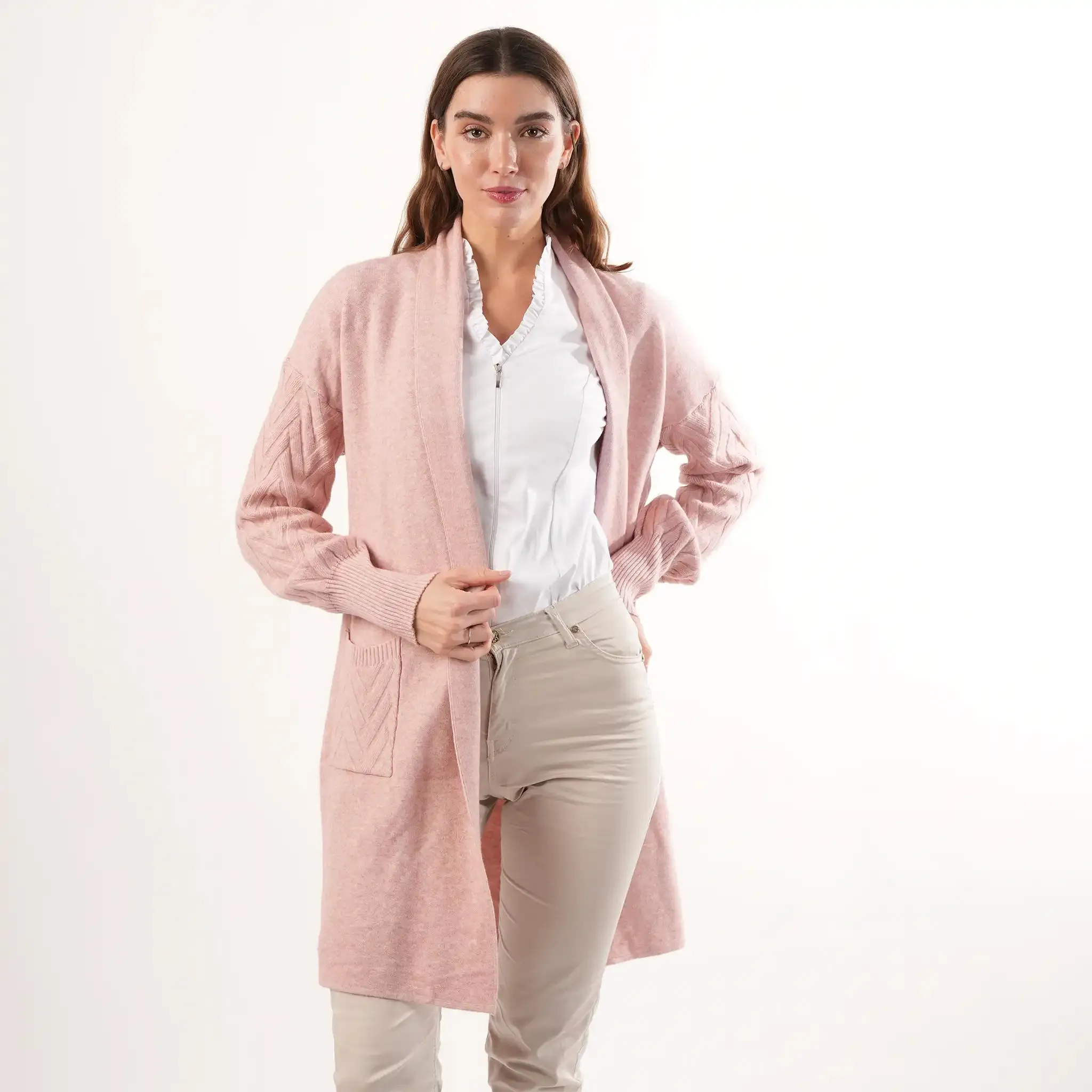 Cable Knit Pink Cardigan sold by Welligogs