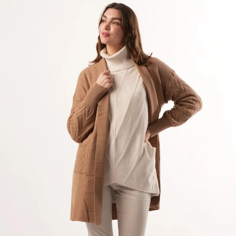 Cable Knit Camel Cardigan made by Welligogs
