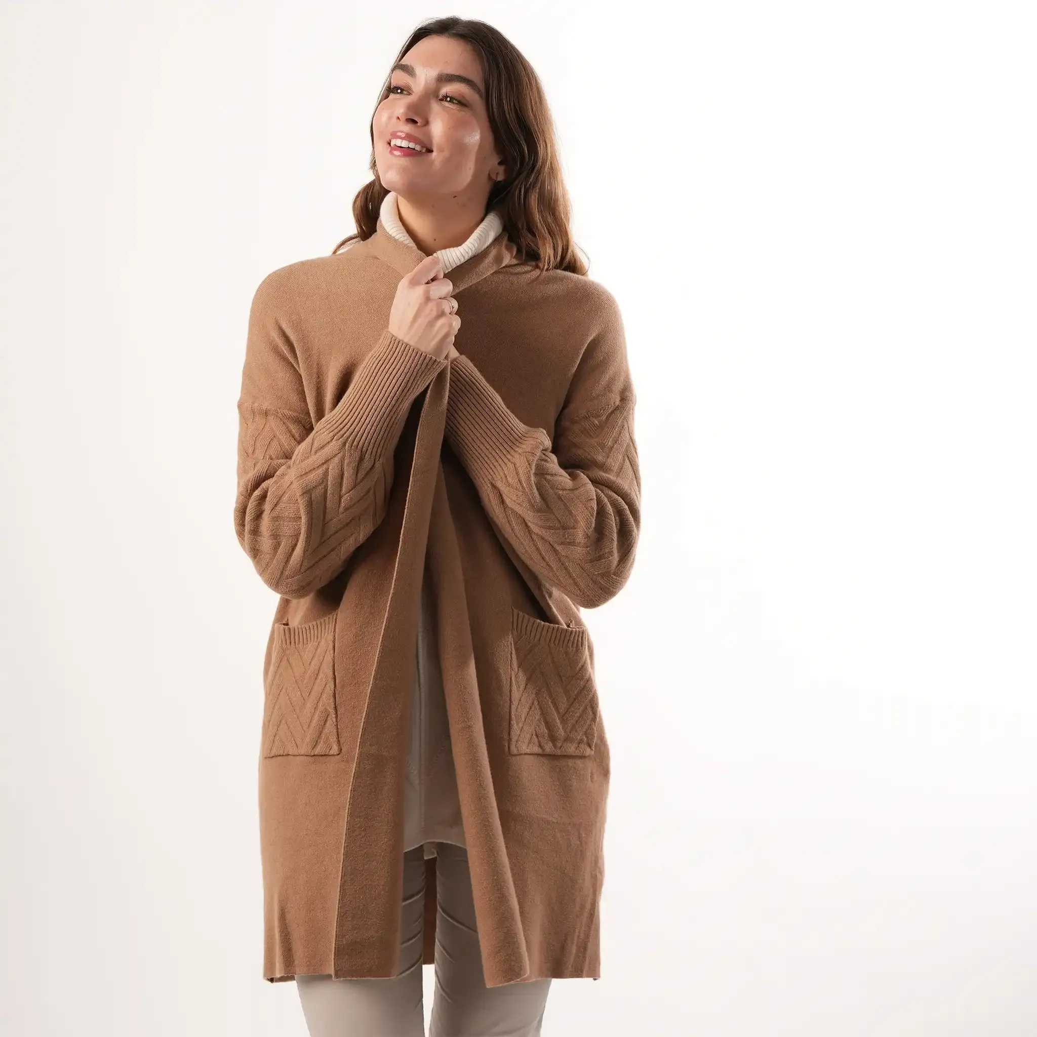 Cable Knit Camel Cardigan sold by Welligogs product image thumbnail 3