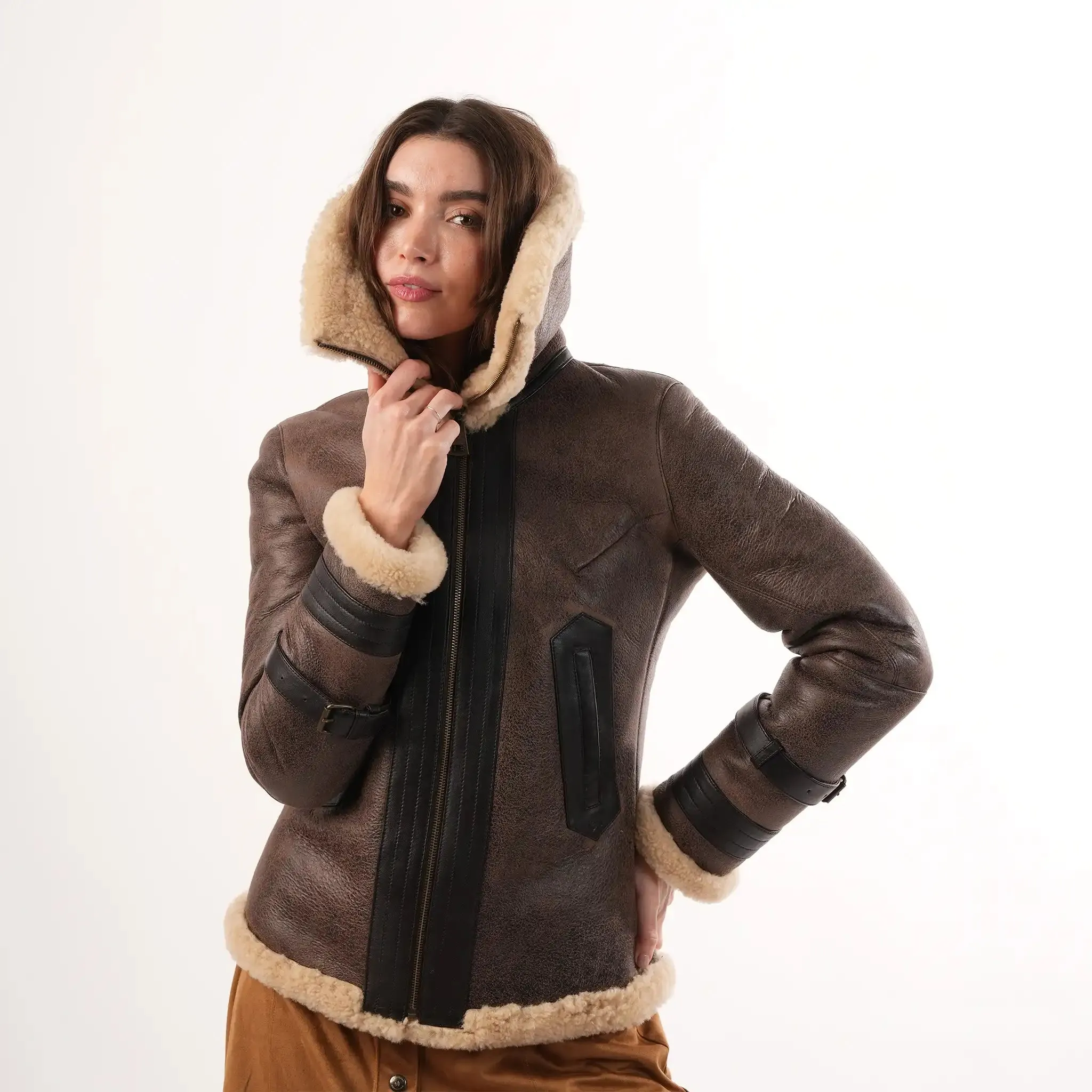 Aviator Brown Sheepskin Jacket sold by Welligogs product image thumbnail 5