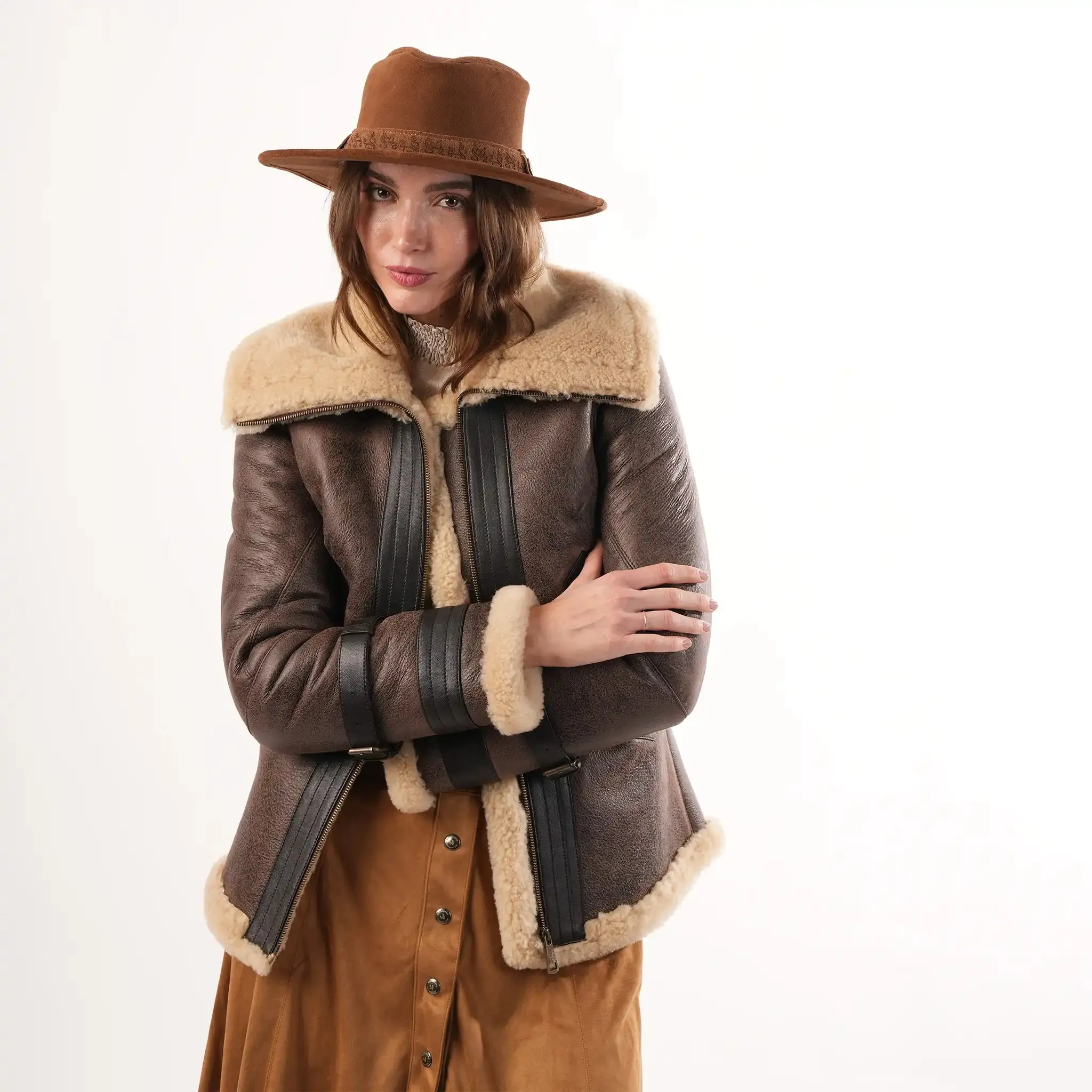 Aviator Brown Sheepskin Jacket sold by Welligogs product image thumbnail 2