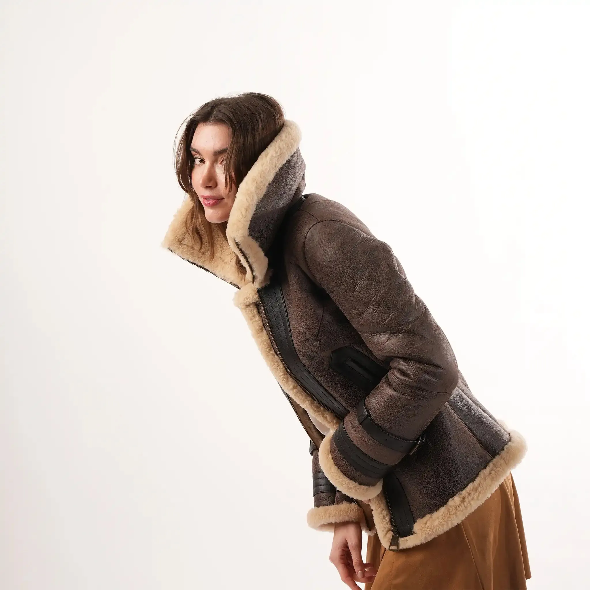 Aviator Brown Sheepskin Jacket sold by Welligogs