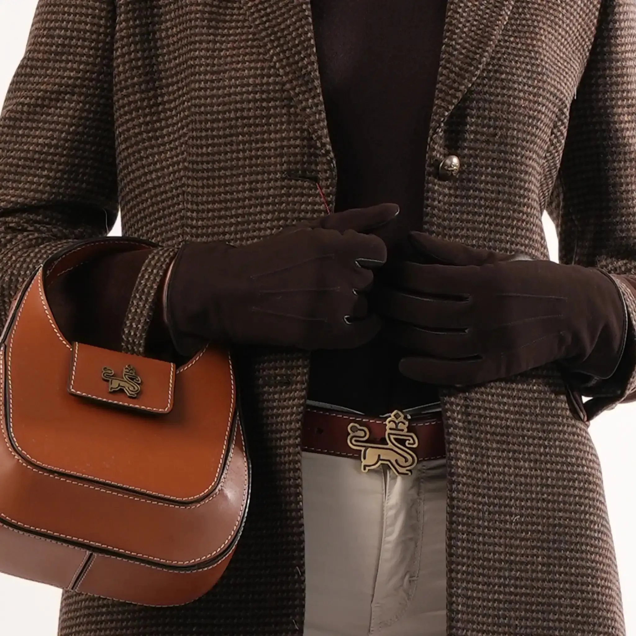 Leather & Suede Chocolate Driving Gloves sold by Welligogs product image thumbnail 2