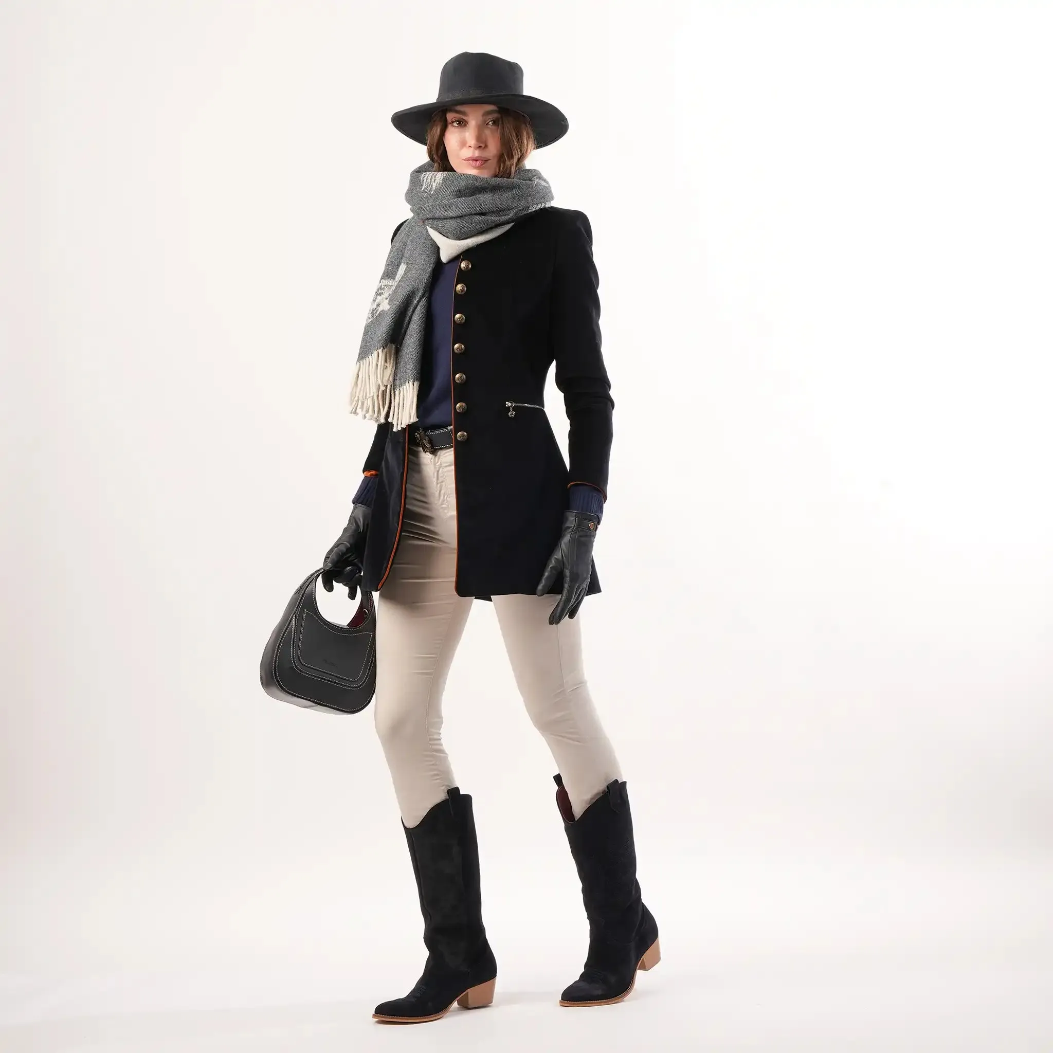 Leather & Suede Navy Gloves sold by Welligogs product image thumbnail 5