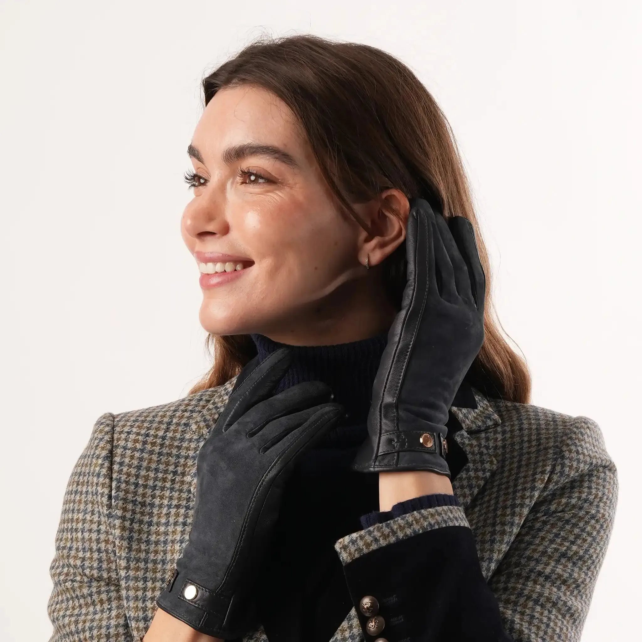 Leather & Suede Navy Gloves sold by Welligogs product image thumbnail 4