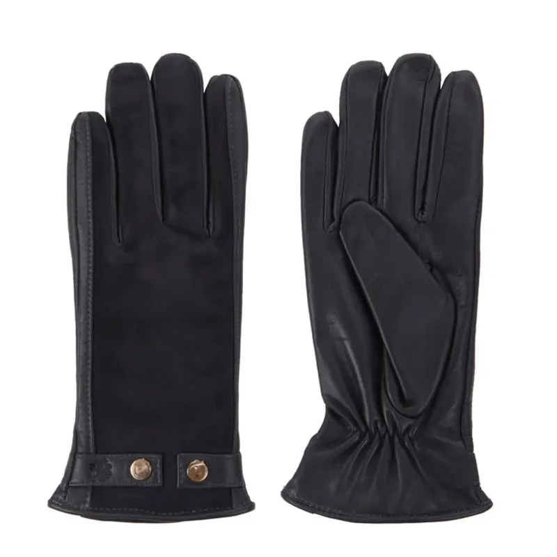 Leather & Suede Navy Gloves made by Welligogs