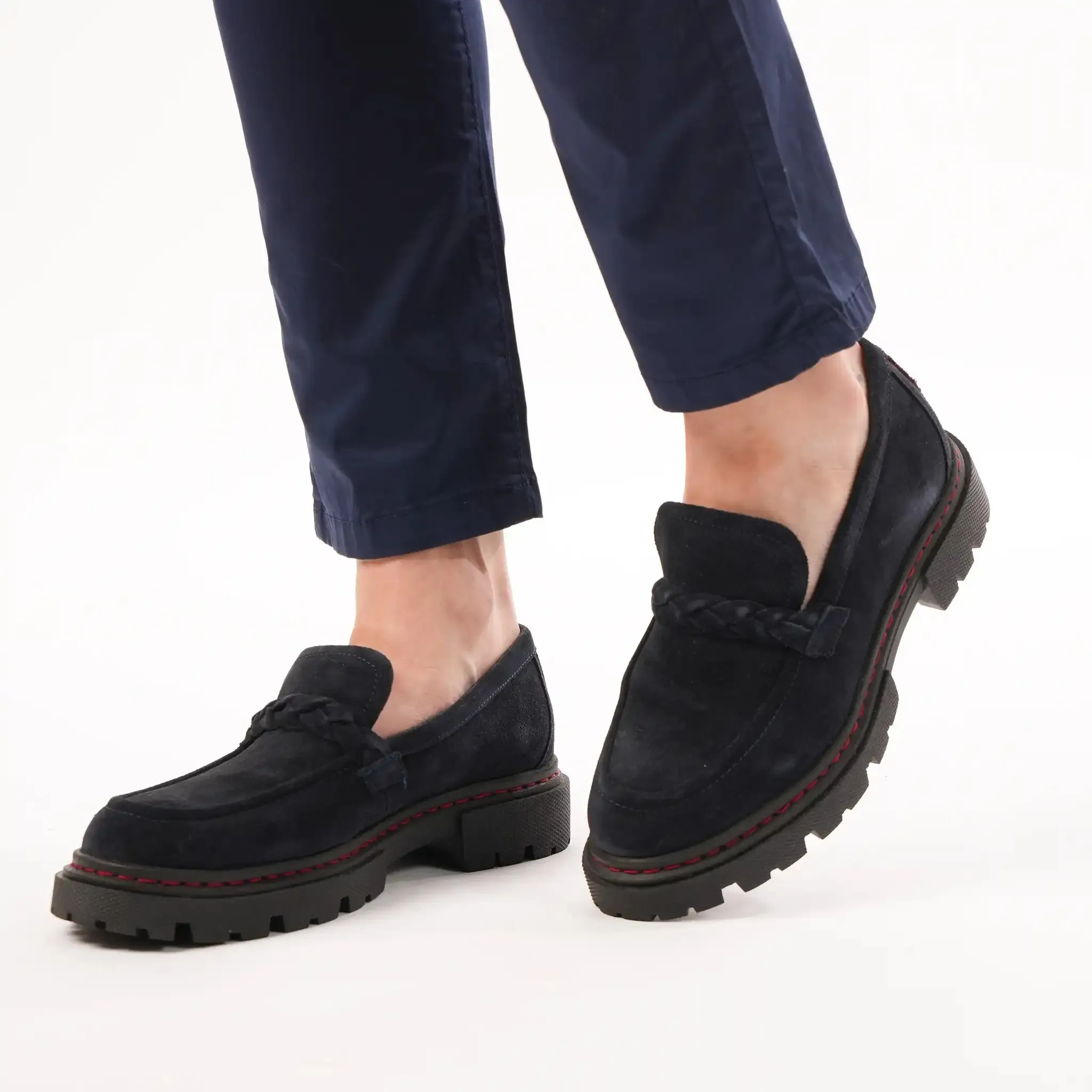 Hackney Navy Suede Loafers sold by Welligogs