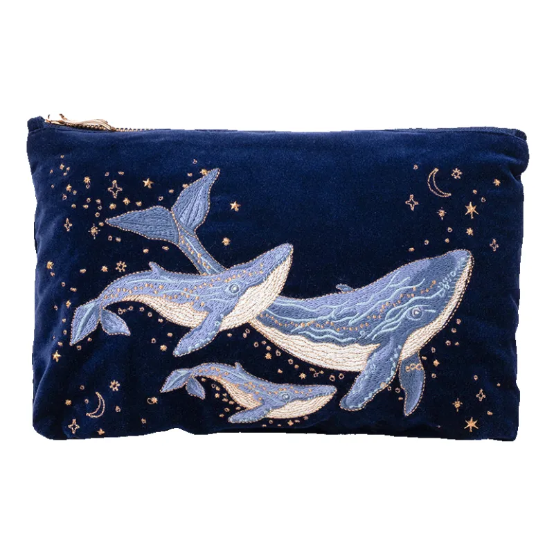 Elizabeth Scarlett Mystical Whale Velvet Everyday Pouch sold by Coes