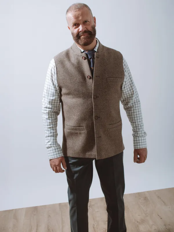 Golding Wool Herringbone Waistcoat sold by Coes
