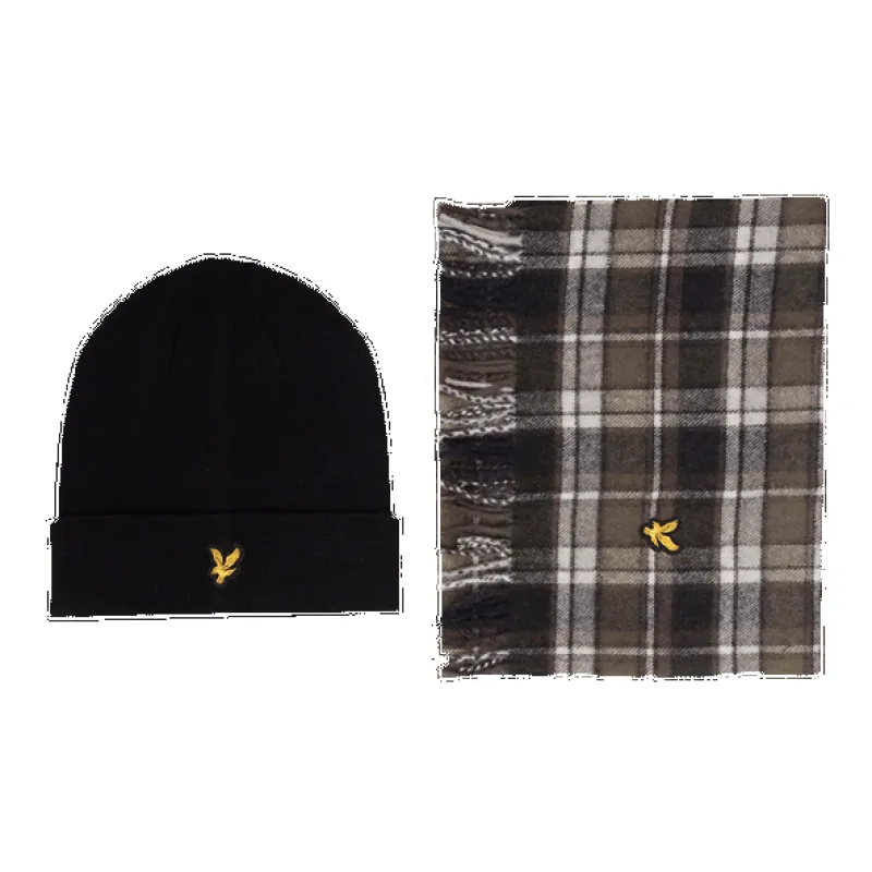 Lyle & Scott Lambswool Blend Scarf & Beanie Set sold by Coes