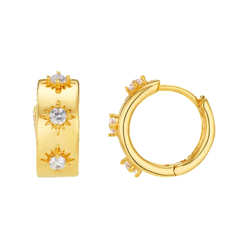 Orelia Jewellery Starburst Embellished Metal Huggie Hoop Earrings sold by Coes