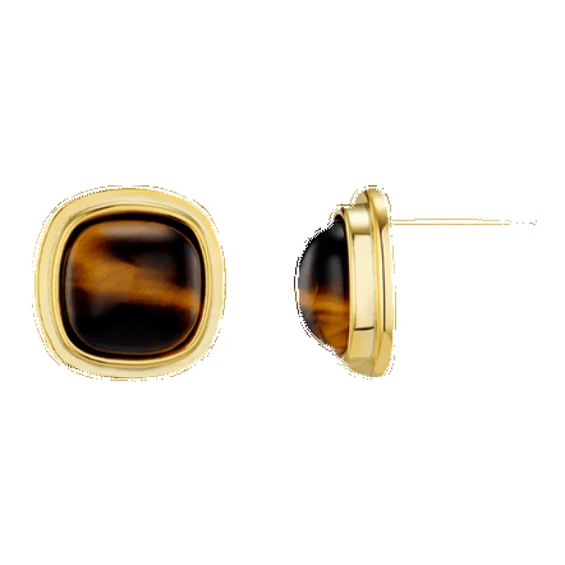 Orelia Jewellery Semi Precious Tigers Eye Square Stud Earrings sold by Coes