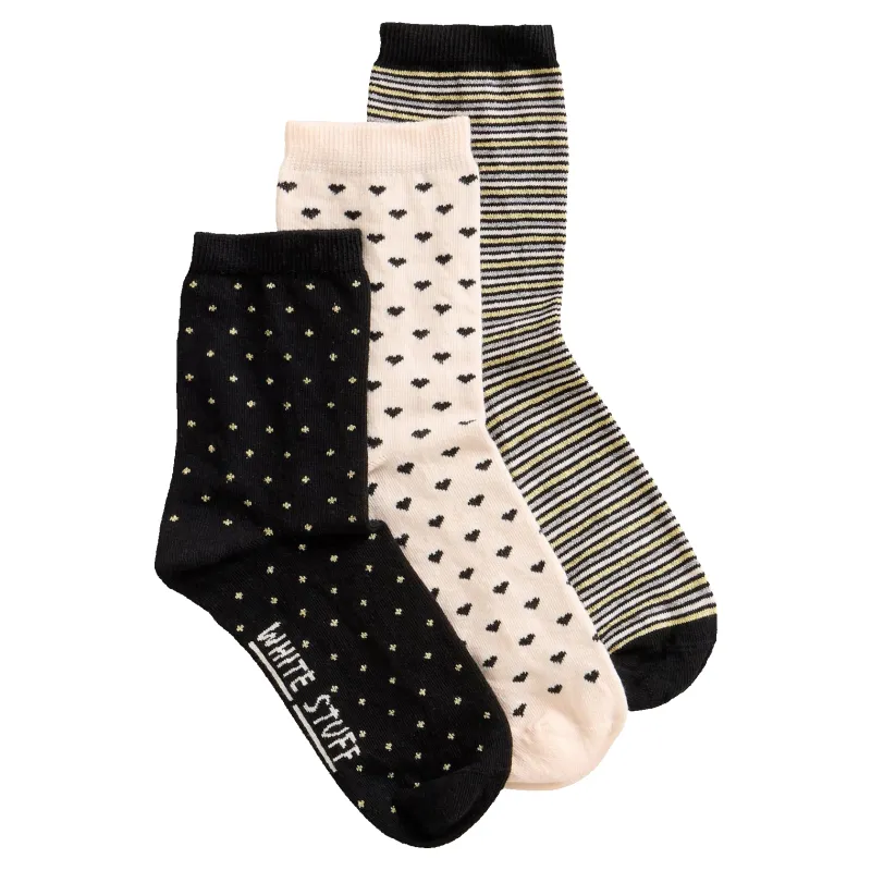 White Stuff 3 Pack Sparkle Ankle Socks made by Coes