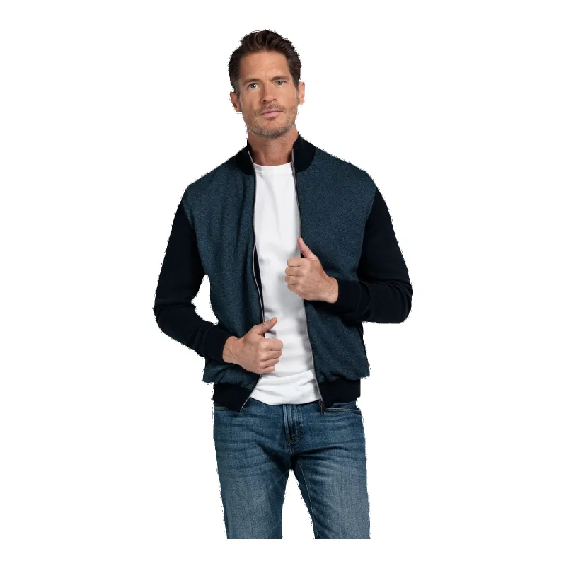 Baileys Full Zip Contrast Sleeve Knit sold by Coes