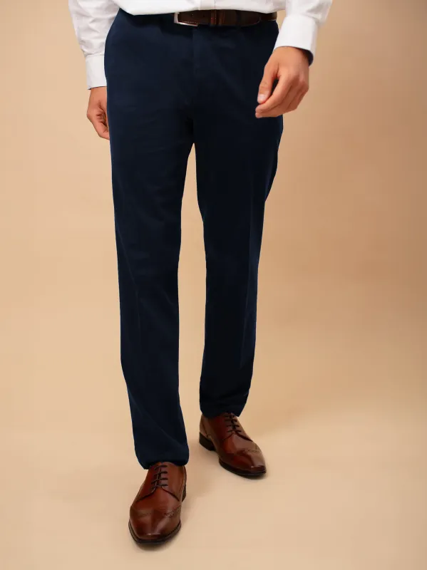 William David Cotton Stretch Chino - Navy sold by Coes