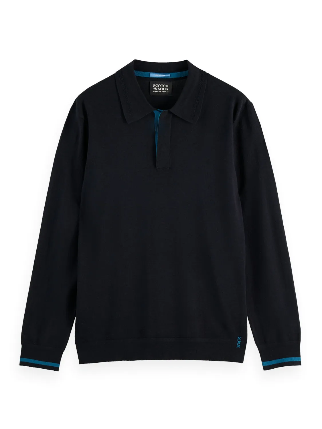 Scotch & Soda Ecovero Blend Knitted Long Sleeve Polo sold by Coes