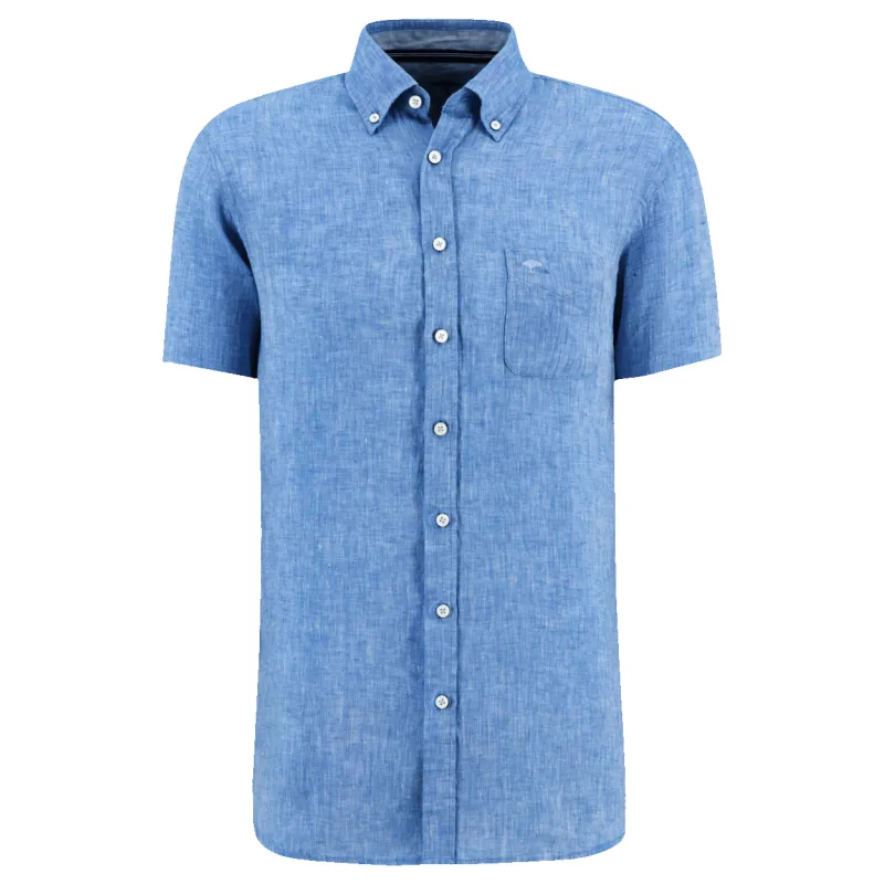 Fynch-Hatton Short Sleeve Button Down Linen Shirt made by Coes