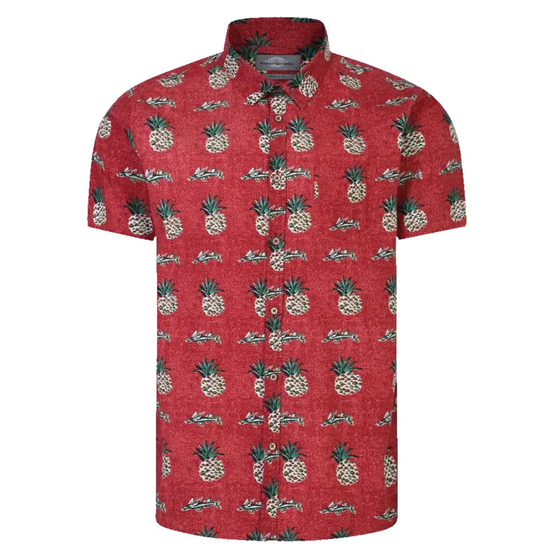 Peter Gribby Pineapple Print Short Sleeve Shirt sold by Coes