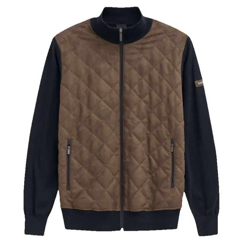 Bugatti Suede Front Zip Cardigan made by Coes