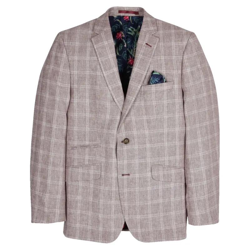 Coes Linen Blend Check Jacket sold by Coes