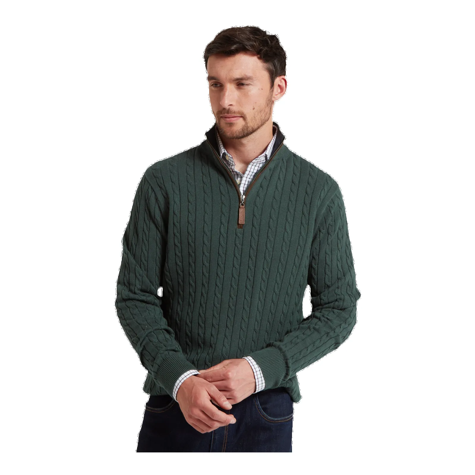Schoffel Calton Cotton Cashmere Cable 1/4 Zip Jumper sold by Coes product image thumbnail 2