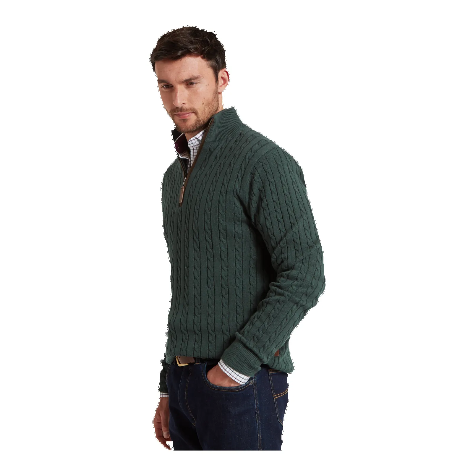 Schoffel Calton Cotton Cashmere Cable 1/4 Zip Jumper sold by Coes product image thumbnail 3