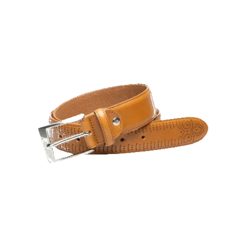 Ibex Detail Stitched Brogue Effect Leather Belt sold by Coes