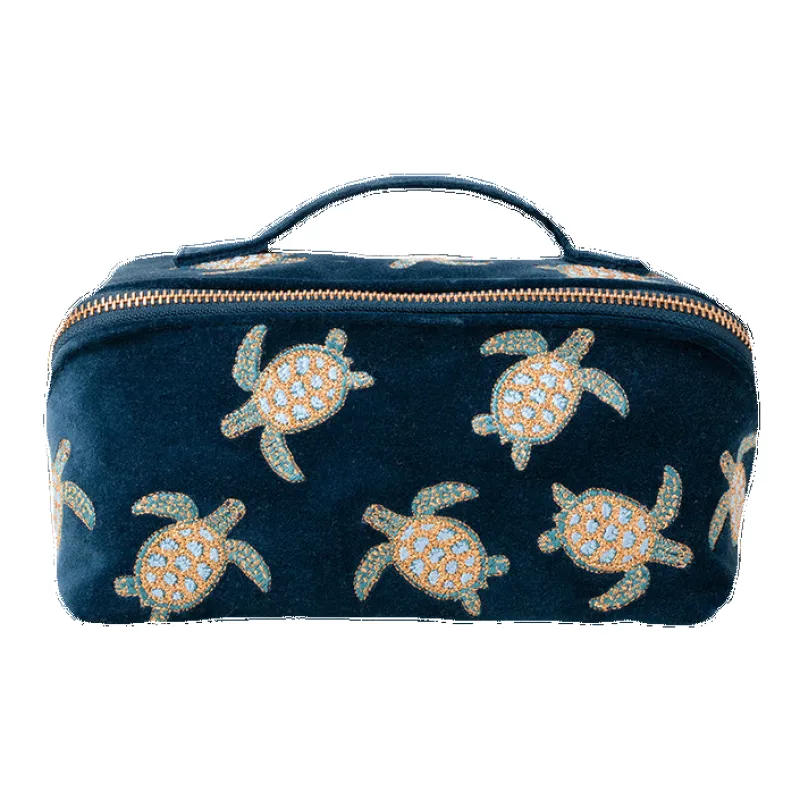 Elizabeth Scarlett Turtle Conservation Velvet Open Flat Makeup Bag sold by Coes