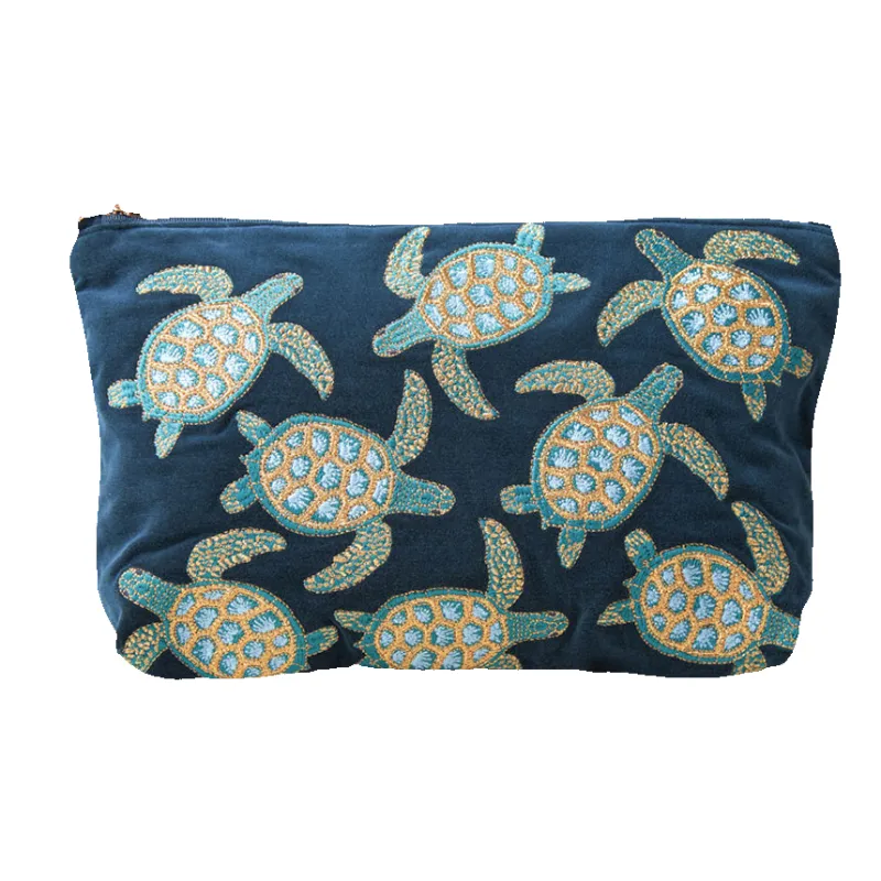 Elizabeth Scarlett Turtle Conservation Velvet Everyday Pouch sold by Coes