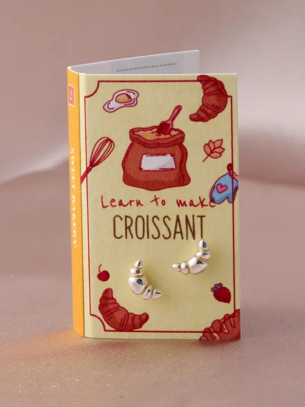 Attic Creations Croissant - Baking Recipe Book Earrings sold by Coes