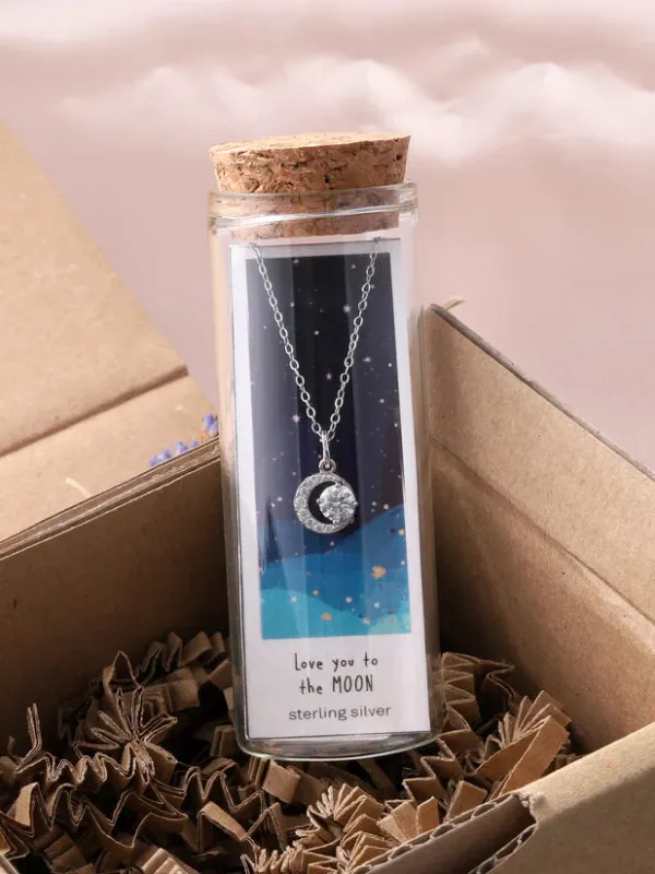 Attic Creations Love You To The Moon - Crystal And Crescent Moon Necklace made by Coes