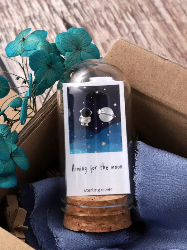 Attic Creations Aiming For The Moon - Astronaut Planet Earrings made by Coes