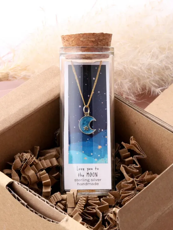 Attic Creations Love You To The Moon, Blue Moon Necklace made by Coes