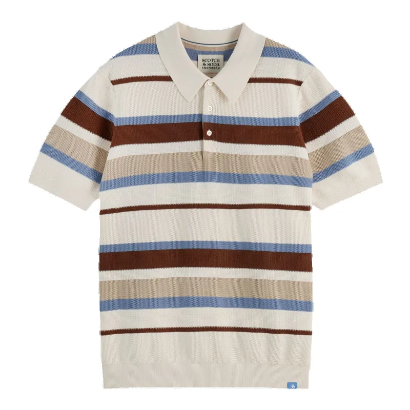 Scotch & Soda Regular Fit Knitted Striped Polo sold by Coes