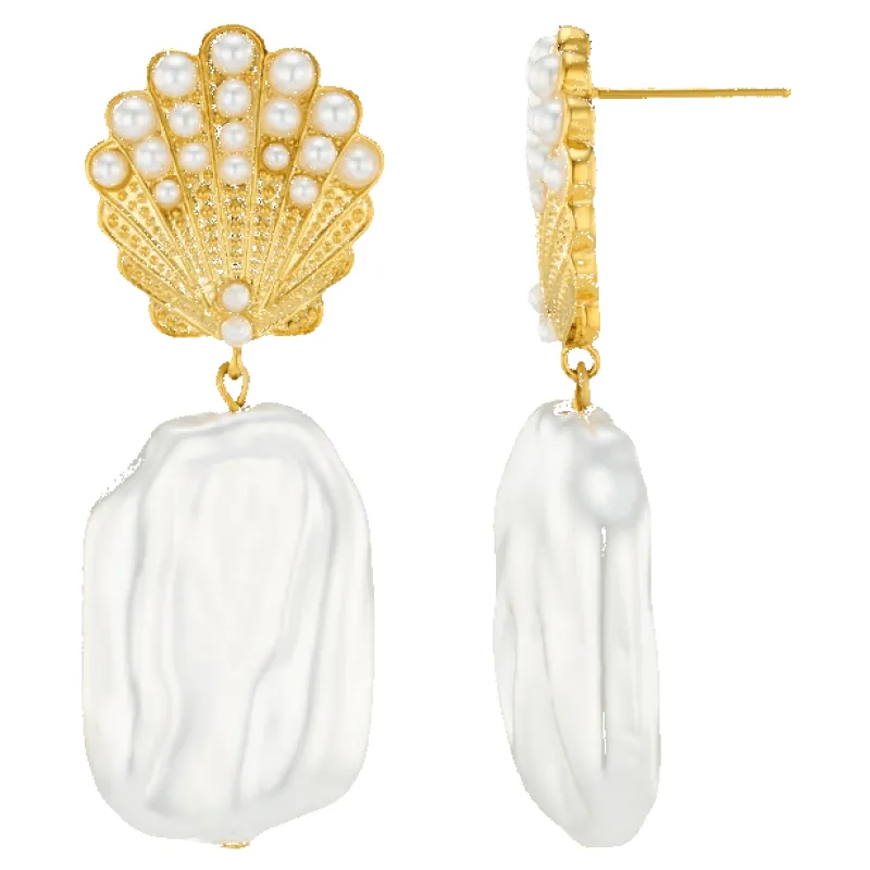 Orelia Jewellery Embellished Shell & Pearl Drop Earring made by Coes