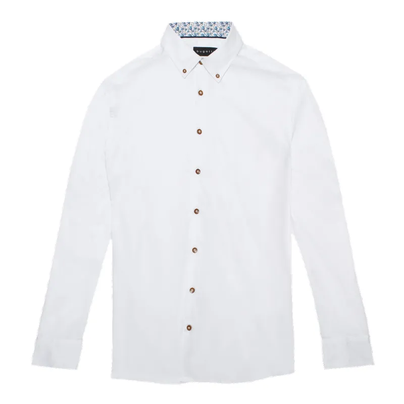 Bugatti Long Sleeve Plain Shirt With Trim sold by Coes