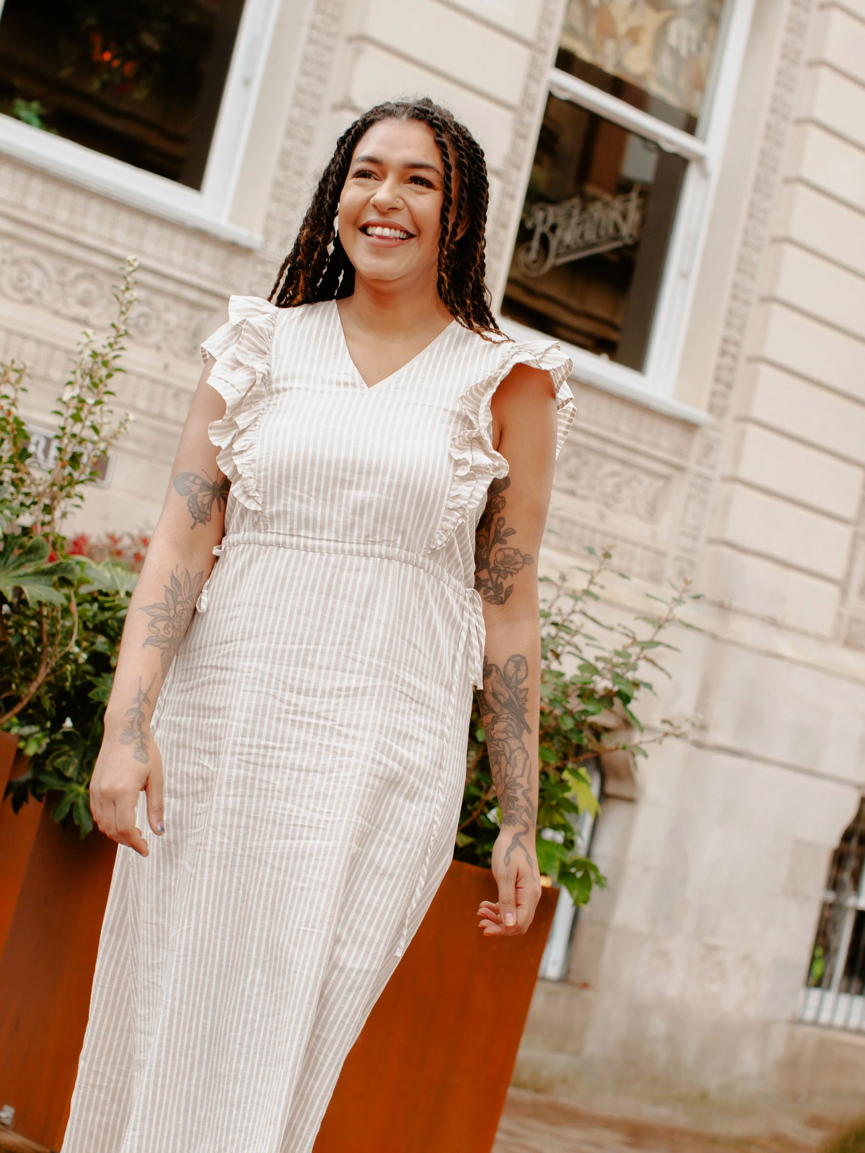 Selected Femme Hillie Short Sleeved Striped Ankle Linen Dress sold by Coes product image thumbnail 2