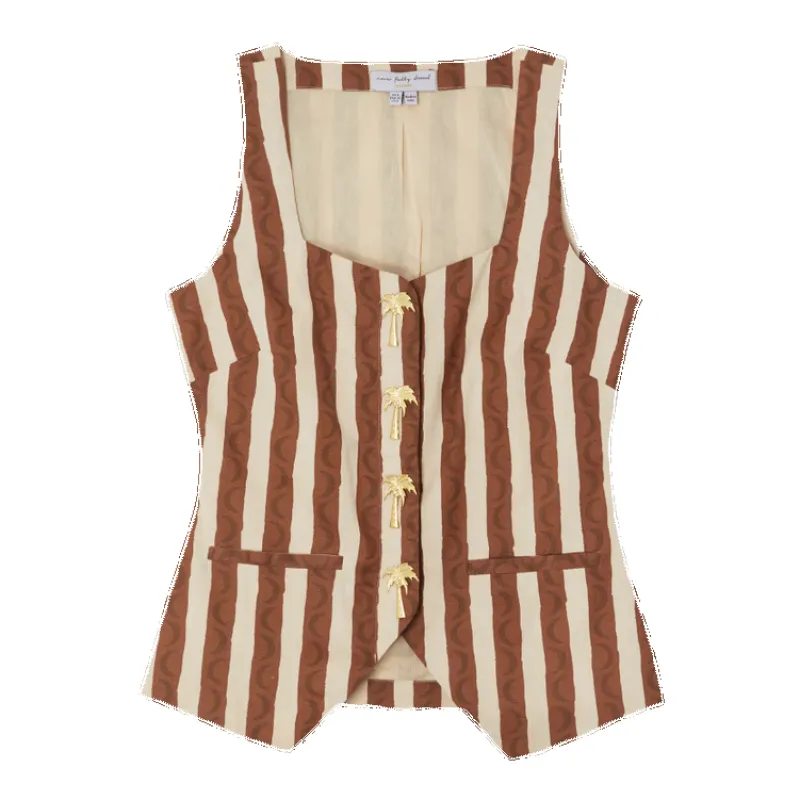 Never Fully Dressed Chocolate Stripe Waistcoat sold by Coes