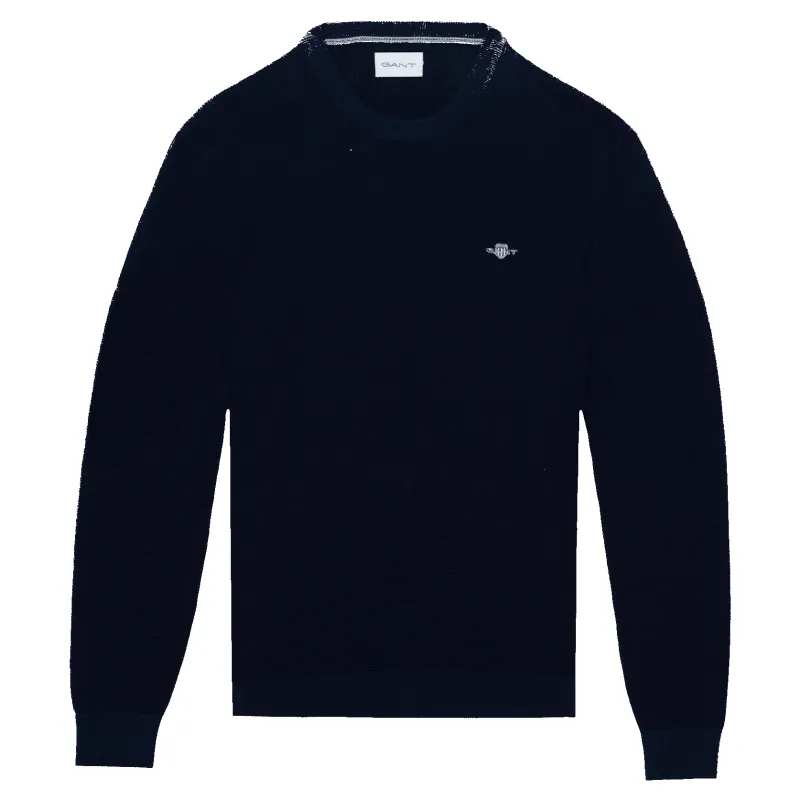 GANT Micro Textured Cotton Crew Neck Jumper made by Gant